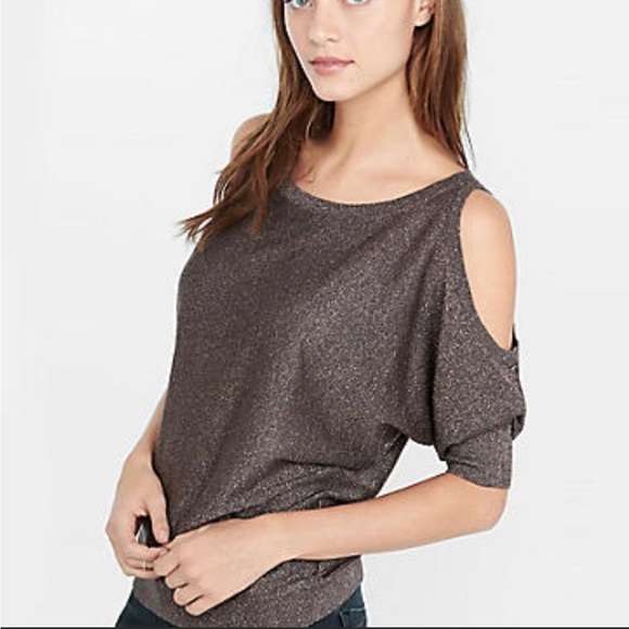 Express metallic/shimmer cold shoulder sweater - Picture 2 of 8